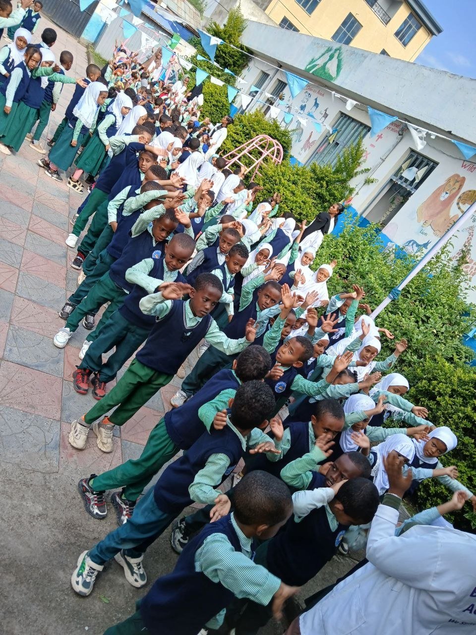 Physical education in the courtyard